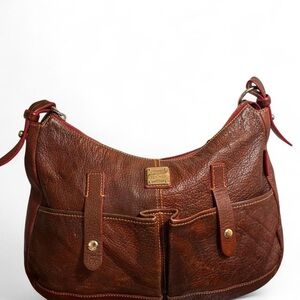 Dooney & Bourke Leather Hobo in Burgundy with Red Accents